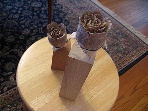 Pair of Wood Carved Rosebuds
