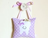 Girls Tooth Fairy Pillow in Sweet Lilac Polka Dot Print