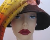 1940's Downton Abbey Hat-Feathers and Knots-Abraham & Straus