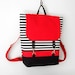 Black stripe canvas backpack / Laptop backpack / School bag / Laptop bag / With clasp closure, Front pocket, Design by BagyBags