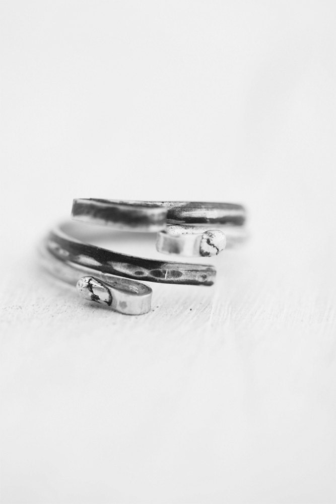Silver Oxidized Ring, Rings Set, Adjustable Ring, Two Rings Set