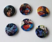 Superman Batman Wonder Woman pinback buttons set of 6 size 2.25