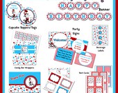 INSTANT DOWNLOAD - 50% off - DIY Printable Dr. Seuss Mega Birthday Party Package, No Age  - Cat In The Hat