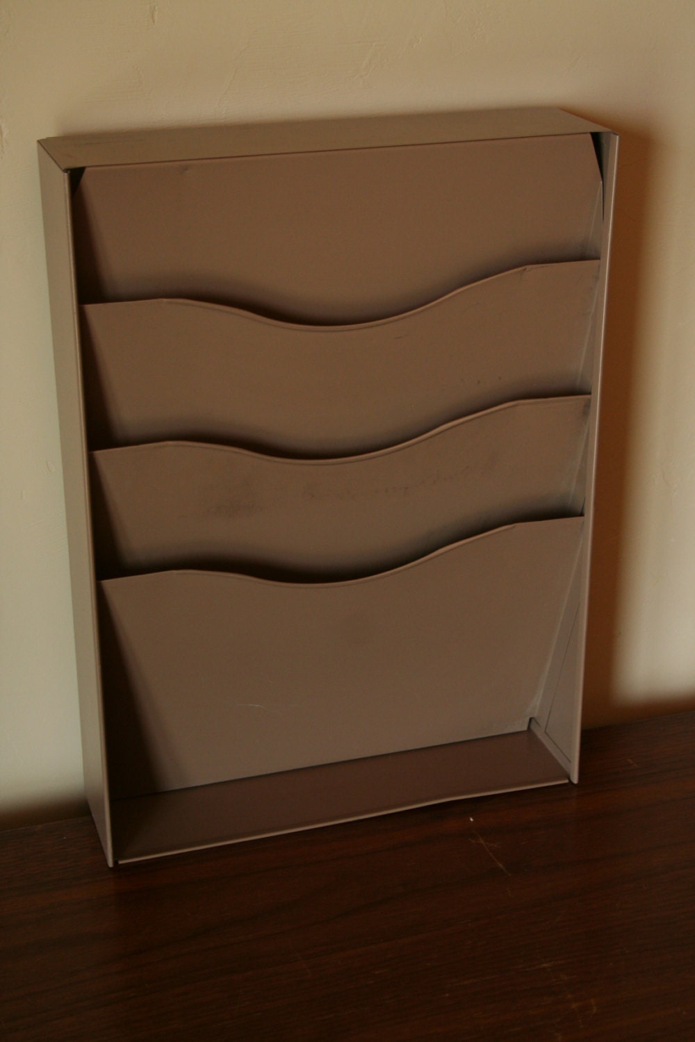 Industrial Decor - Heavy Duty Metal Hanging Paper File or Mail Organizer - Vintage Office Supplies
