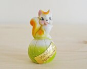 Vintage Ceramic Squirrel Chipmunk Figurine Souvenir Louisiana Made in Japan Home Decor Orange Green White