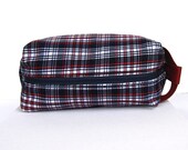 Dopp kit, men's toiletry bag , wash bag, cotton checks, travel pouch, shaving bag