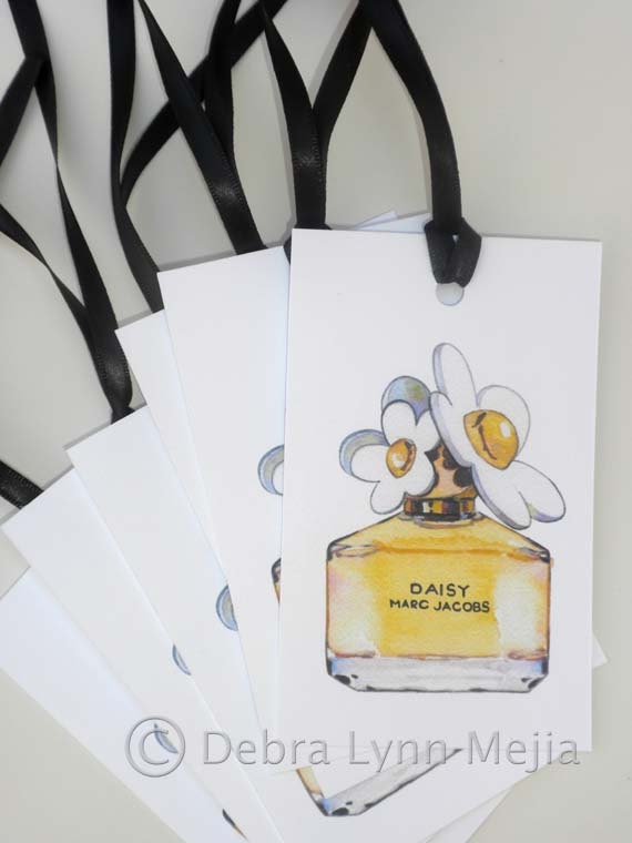 Gift Tags - Daisy by Marc Jacobs Perfume Bottle Watercolor - All Occasion Tag - Set of 6
