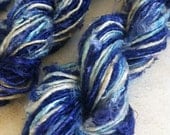 Handspun banana yarn. Indigo and more. Art yarn. Knitting yarn. Unique and inspirational. Vegan friendly.
