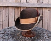 Brown rabbit fur mens bowler trimmed in light brown