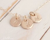 Personalized Mothers Necklace 14k Gold Filled Disc Initial Monogram Family Necklace, Handmade, Mothers Day Gift NEW