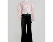 1950s Asian Bolero Jacket / 50s Pink Satin Brocade Dress Jacket / Small to Medium Large