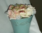 Silk Floral Arrangement in Aqua Ceramic Vase Il_170x135