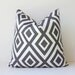 Charcoal Grey Geometric Designer Pillow Cover 18" White Modern accent cushion hollywood regency david hicks style neutral graphite