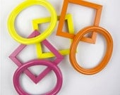 Modern Picture Frames Collection - Hot Pink, Orange, Yellow - Set of 6