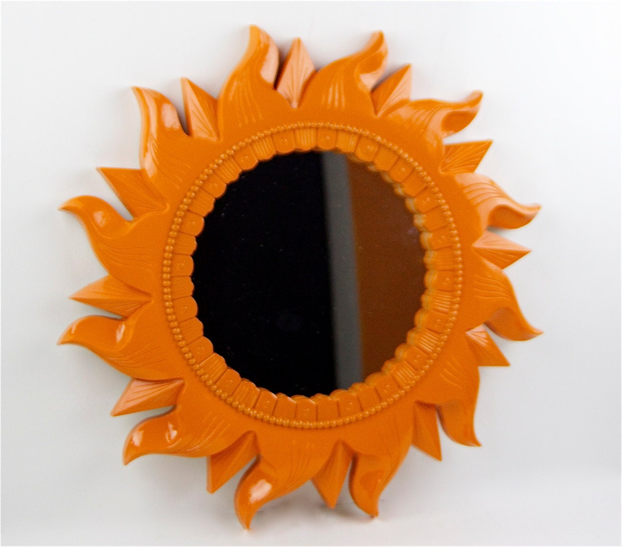Flower Mirror - Orange - Sunflower Wall Hanging Decor - Girls Room - Nursery