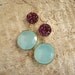 Plum Druzy Earrings Drusy Quartz Sea Green Chalcedony 14K Gold Fill Bezel Set