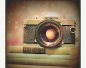 SALE 30% OFF vintage camera girl 5x5 Fine Art Photography pink photo Camera Vintage camera print