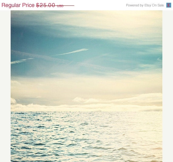 SALE 30% OFF Breath: Beach Photo Florida Seascape Ocean photograph seascape 8x8 Fine Art Print Blue sky clouds sea
