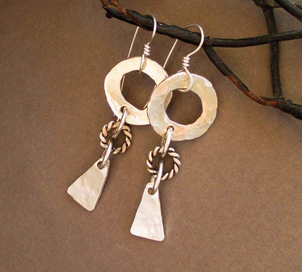 Metalwork Sterling Silver Earrings Artisan Handmade Modern Jewelry