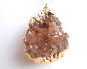 Bold Druzy Necklace, Druzy Necklace in Chocolate Brown