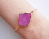 Druzy Bracelet in Bright Magenta Pink, OOAK
