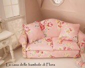 Pastel Spring cottage style sofa - 1/12 dolls house dollhouse miniature