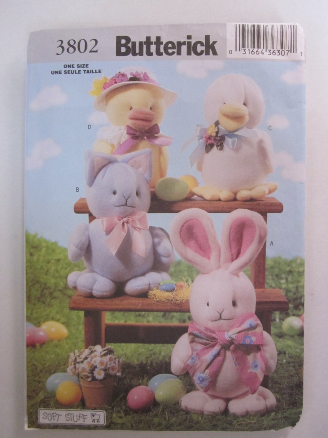 Butterick 3802 Springtime Friends Plush Animal Pattern