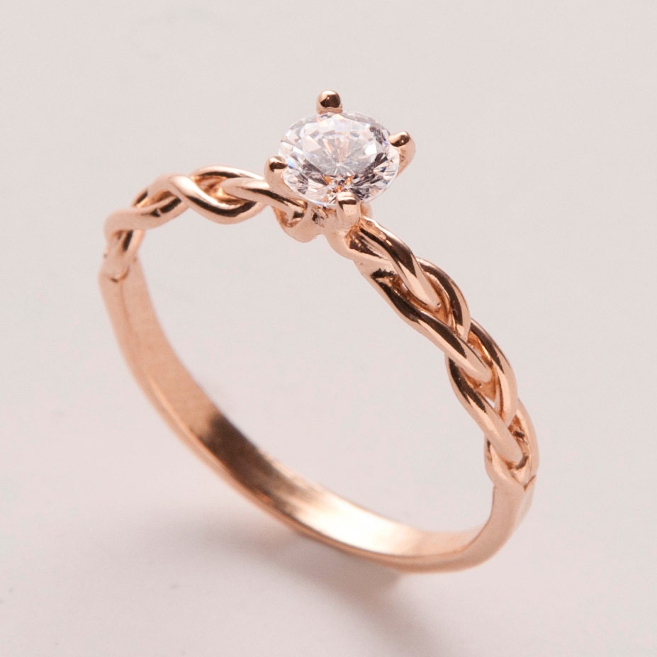 Braided Engagement Ring - 14K Rose Gold and Diamond engagement ring, 0.5ct diamond ring, engagement ring, 0.5ct diamond ring