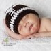Football Hat: 0-3m, 3-6m, 6-12m - Newborn Baby Boy or Girl Brown & White Striped Crochet Photography Prop -NFL or Team Colors avail