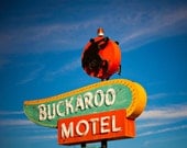 Buckaroo Motel Vintage Neon Sign - Tucumcari New Mexico - Retro Western Home Decor - Route 66 Wall Art - 11X14 Fine Art Photograph