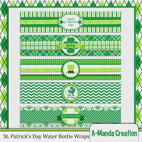St. Patrick's Day Water Bottle Wrappers Instant Download Il_170x135