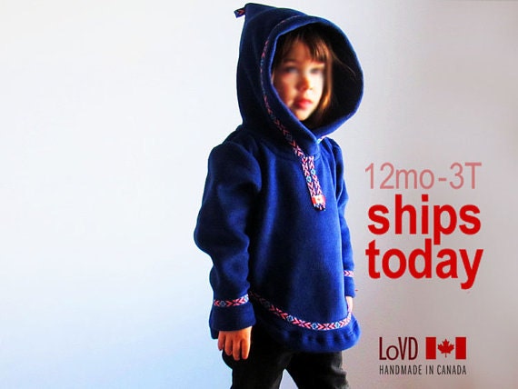 Child Coat. Baby Clothes. Fleece Sweater. Toddler. Size 12 mo to 3T. Canadian Baby Parka. Inuit inspired. Amauti inspired. CANADA.