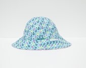 Toddler Sun Hat Reversible with strap (1-3 years) - Purple and Aqua Ladybugs