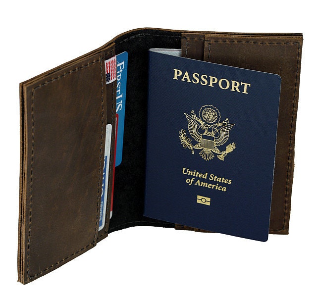 Leather Passport iPhone Wallet New: Handmade in the U.S.A., Rustic Brown Color, Free Shipping in the U.S.