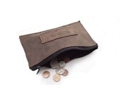 SALE Leather zip Pouches - 2 Brown