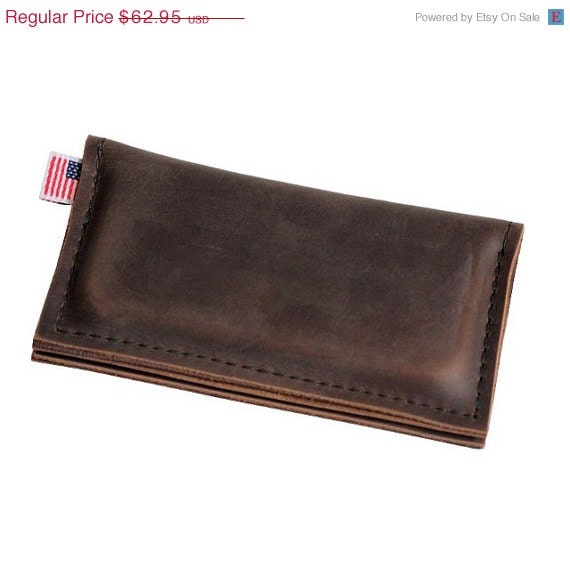SALE Leather iPhone 5 Wallet - Brown - Classic plain front - 100% Full Grain Leather - Made in the U.S.A. - Free Shipping
