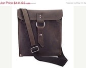 SALE 11" -  Leather Laptop Bag New: Made in the U.S.A. - Rustic Brown Slim Traveler -