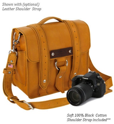 10" Sunrise Napa Safari Leather Camera Bag - Made in America