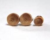 3 pc cuff link and tie tack set - ONE SET of natural wood cuff accessories made from larch