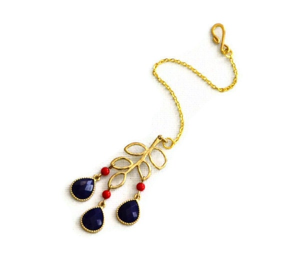 Maang tikka head piece royal blue red bollywood indian wedding