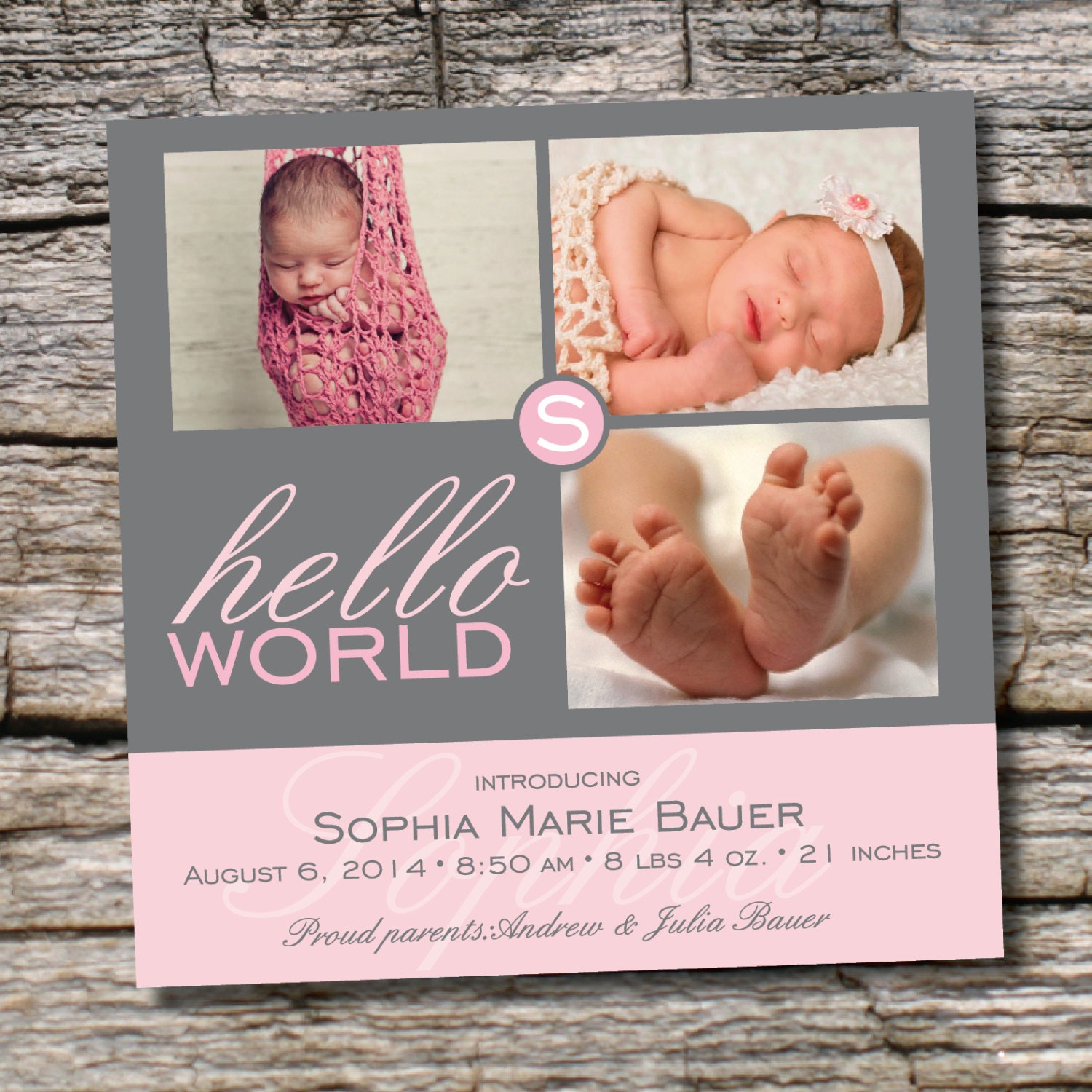 HELLO WORLD Birth Announcement - You Print Il_570xn