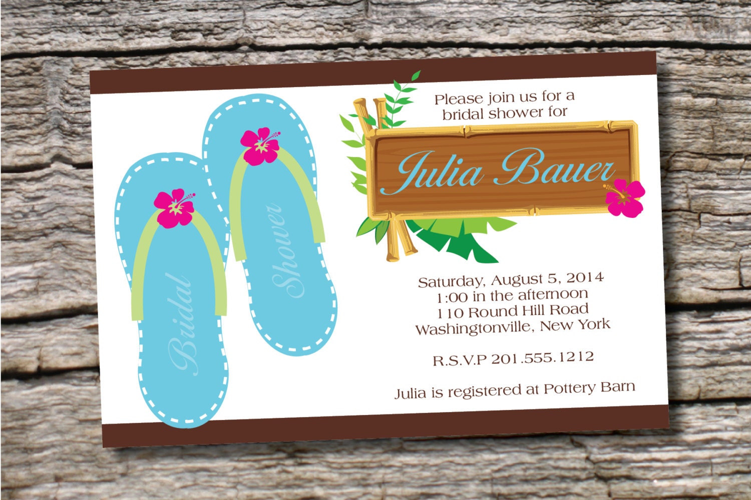 FLIP FLOP Tropical Hibiscus Bridal Shower Bachelorette Party Invitation - You Print