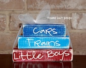 Cars.Trains.Little Boys Wood Home Decor Stacker