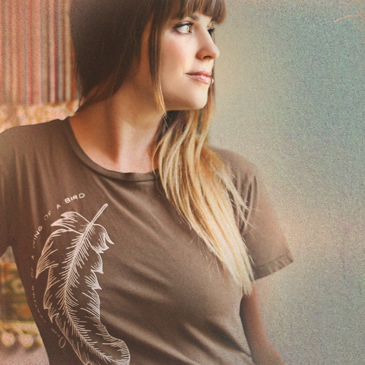 Feather Screenprinted Brown Tshirt