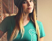 Heart and Soul Key Screenprinted Teal Tshirt
