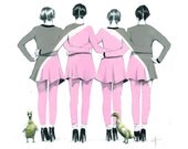 Fashion Illustration Print 5x7 -'CottonTails'
