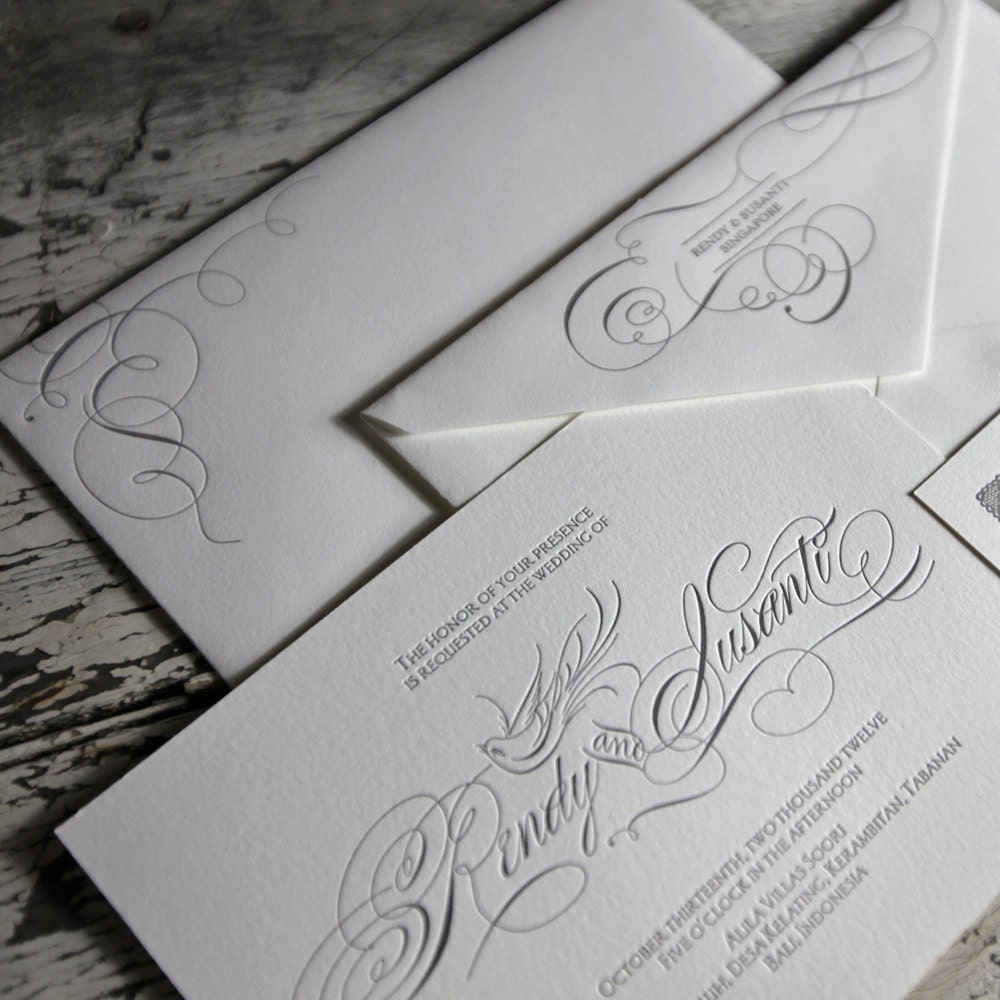 Poetica Letterpress Wedding Invitation Suite