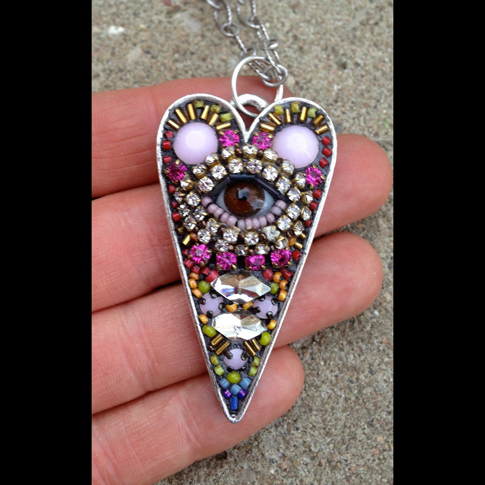 Large Eye Heart Pendant (brown)