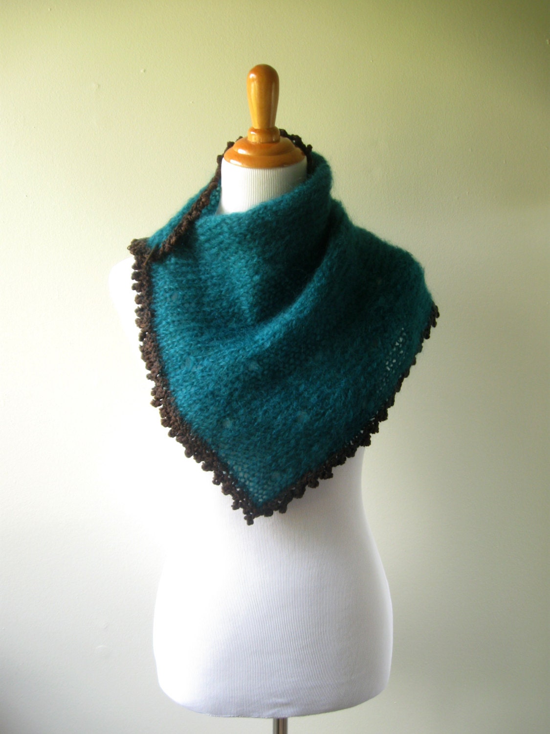 Dots and Picots - Hand Knit Mohair Shoulder Wrap / Cowl / Scarflette