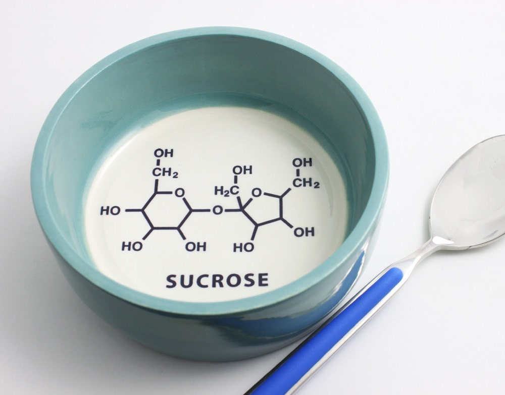 Aquamarine Sugar Bowl - Sucrose Molecule Chemistry Bowl